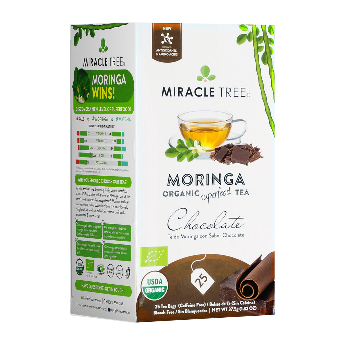 Organic Moringa Tea - Chocolate - Caffeine-Free Herbal Tea
