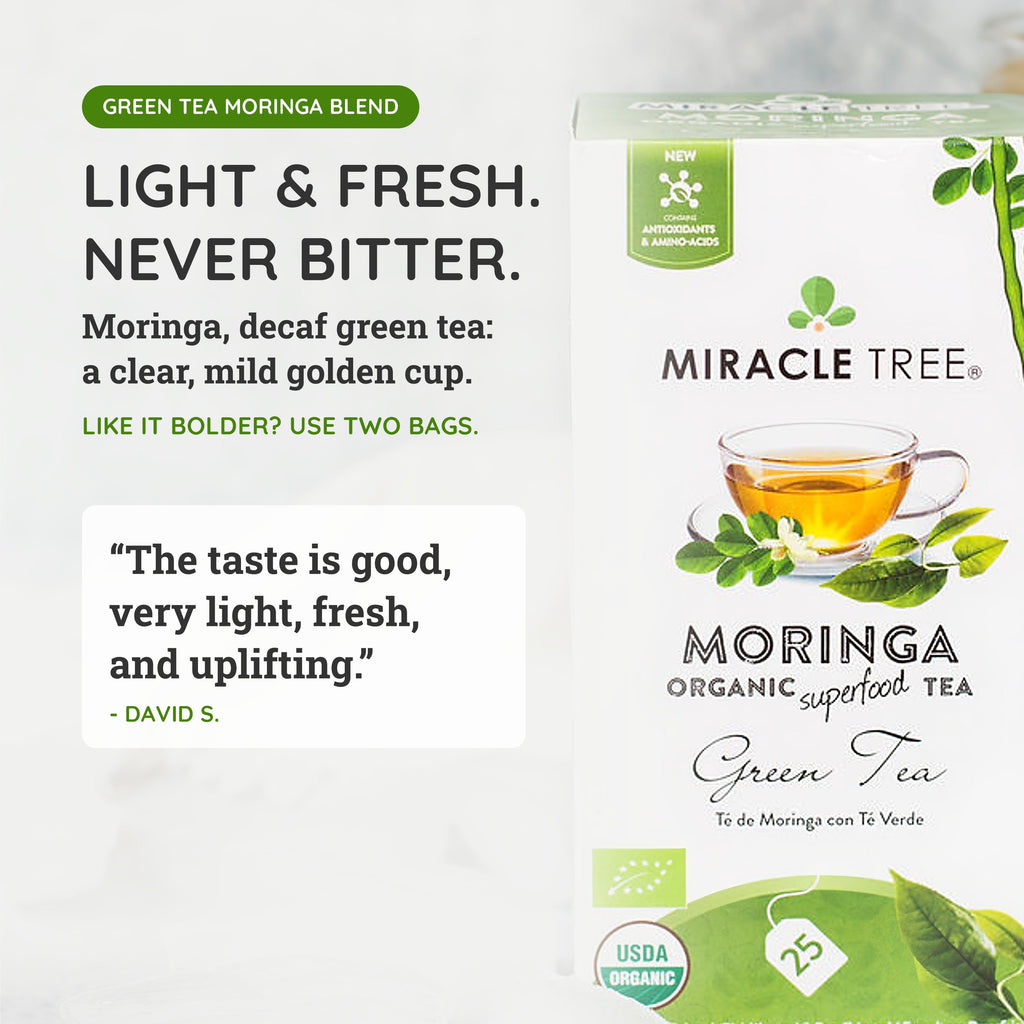 Organic Moringa Tea - Green Tea - Decaffeinated Herbal Tea