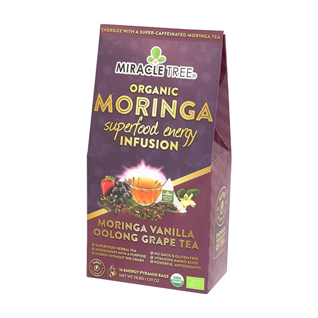 Organic Moringa Energy Tea - Vanilla Oolong Grape - Natural Coffee Alternative