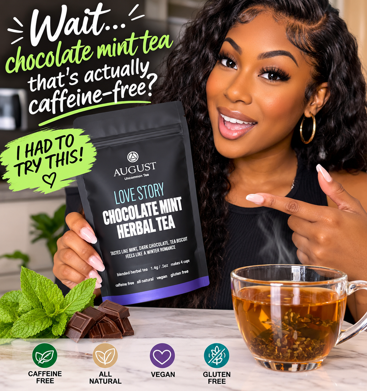 Love Story - Chocolate Mint Herbal Tea (Caffeine Free)