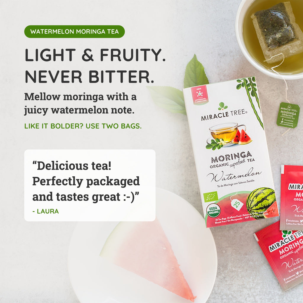 Organic Moringa Tea - Watermelon - Caffeine-Free Herbal Tea