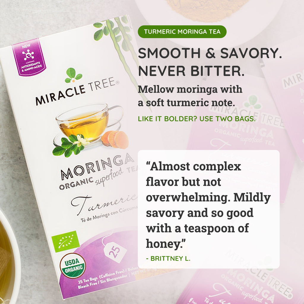 Organic Moringa Tea - Turmeric - Caffeine-Free Herbal Tea