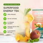 Organic Moringa Energy Tea - Peach Mint Apricot - Natural Coffee Alternative