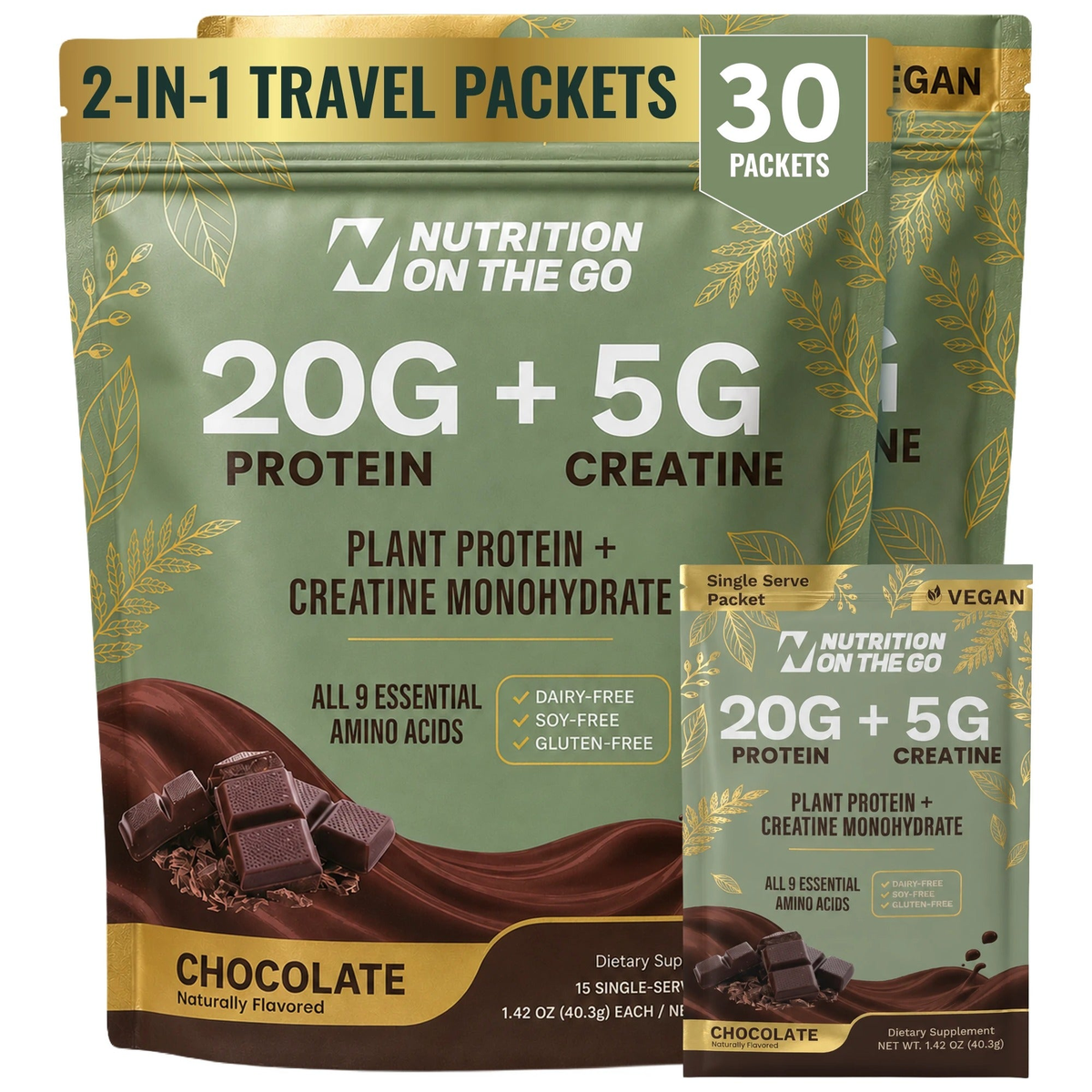 2-in-1 Vegan Protein + Creatine Travel Packets