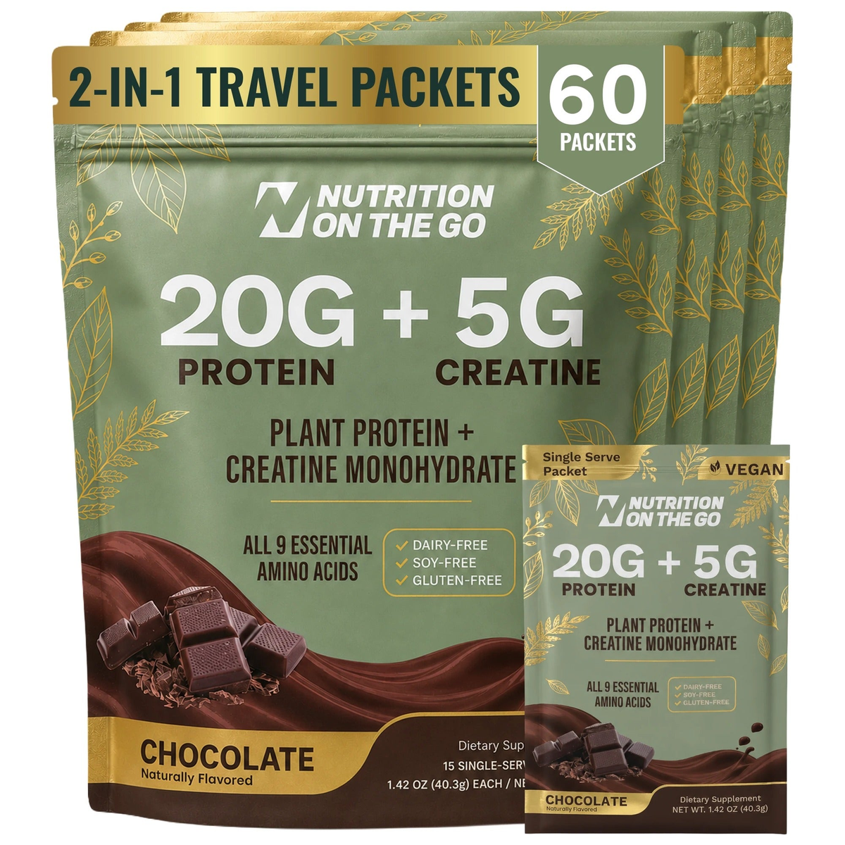 2-in-1 Vegan Protein + Creatine Travel Packets