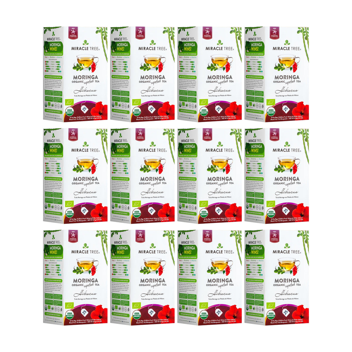 Organic Moringa Tea - Hibiscus - Caffeine-Free Herbal Tea