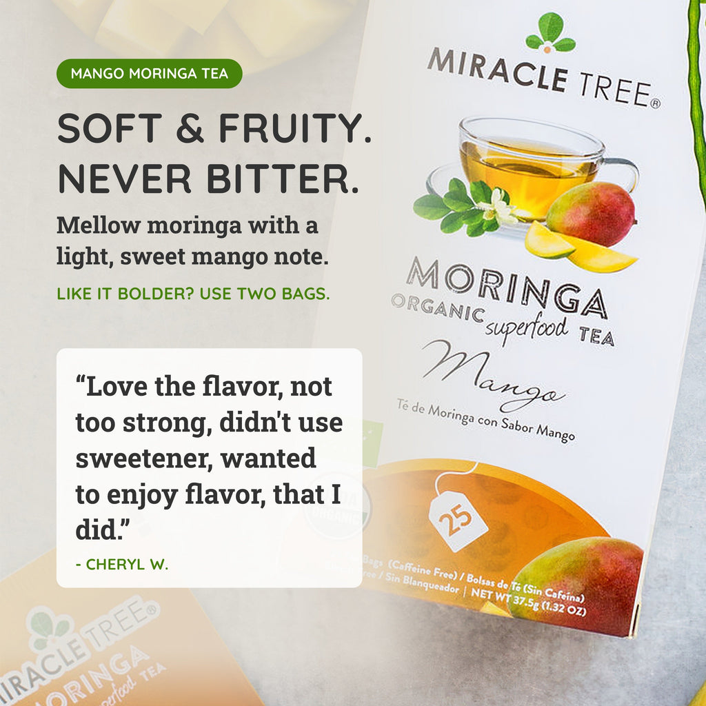 Organic Moringa Tea - Mango - Caffeine-Free Herbal Tea