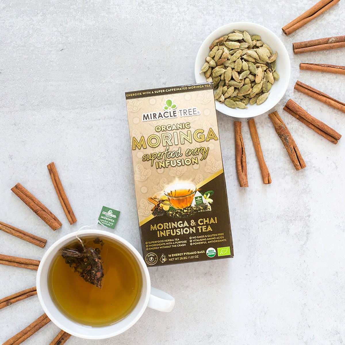 Organic Moringa Energy Tea - Chai - Natural Coffee Alternative