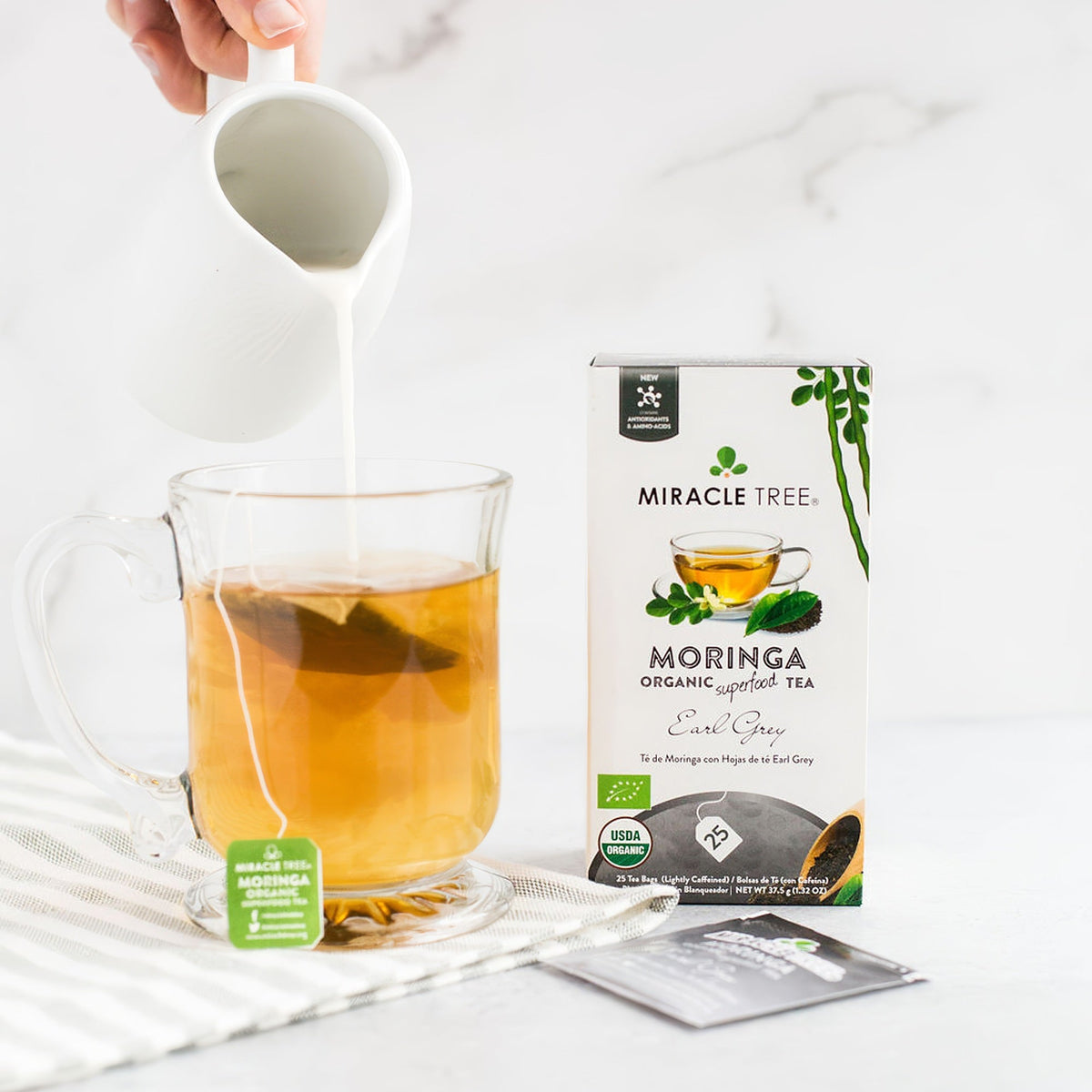 Organic Moringa Tea - Earl Grey - Lightly Caffeinated Herbal Tea