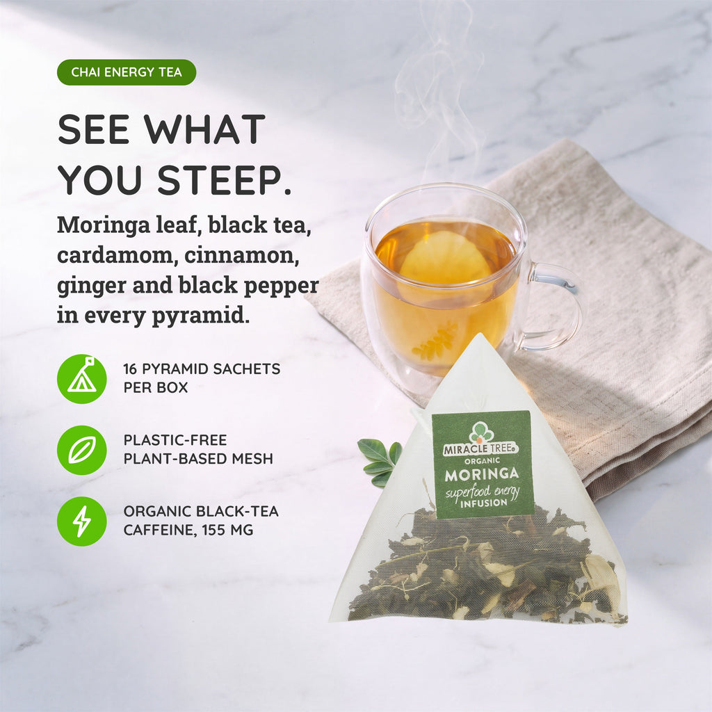Organic Moringa Energy Tea - Chai - Natural Coffee Alternative