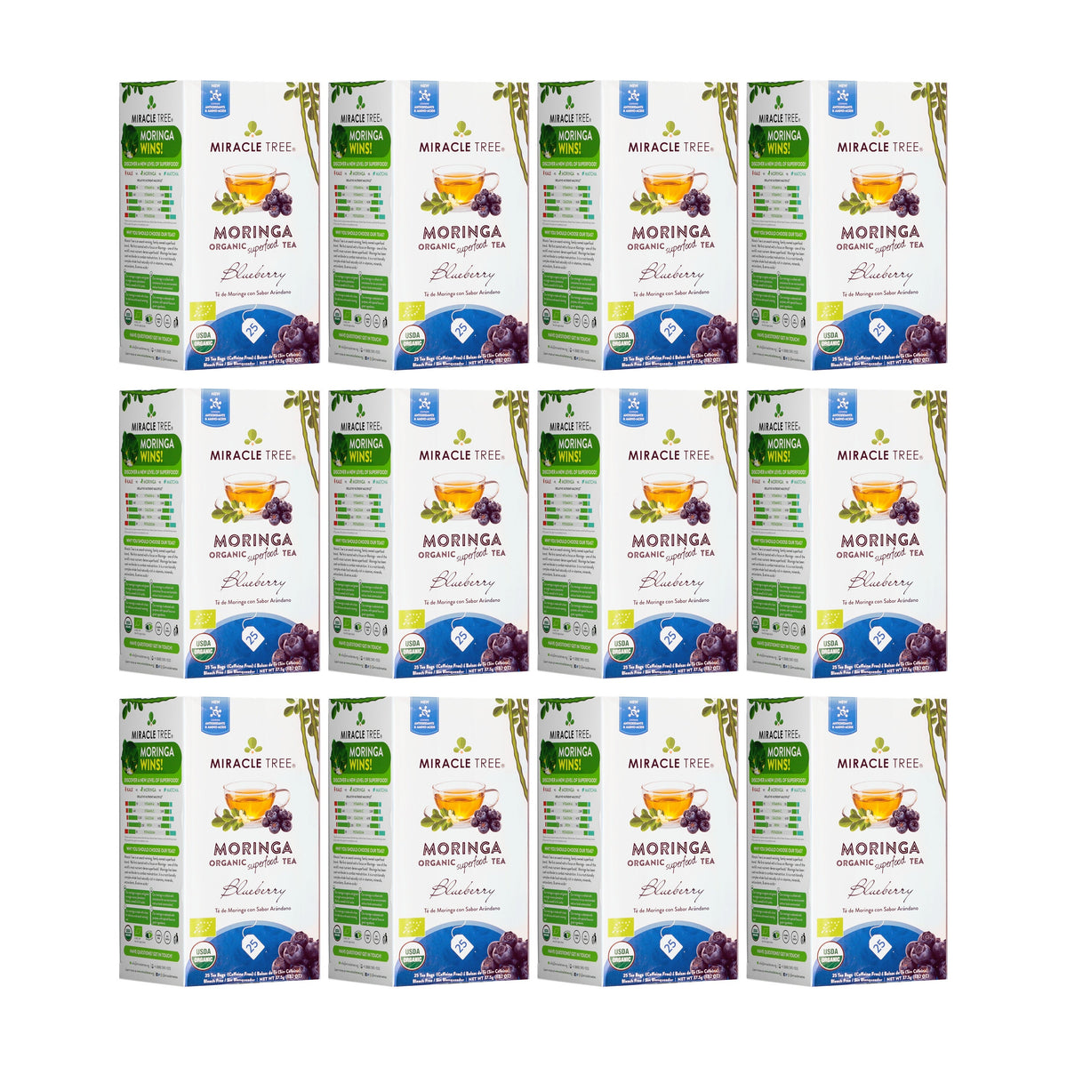 Organic Moringa Tea - Blueberry - Caffeine-Free Herbal Tea