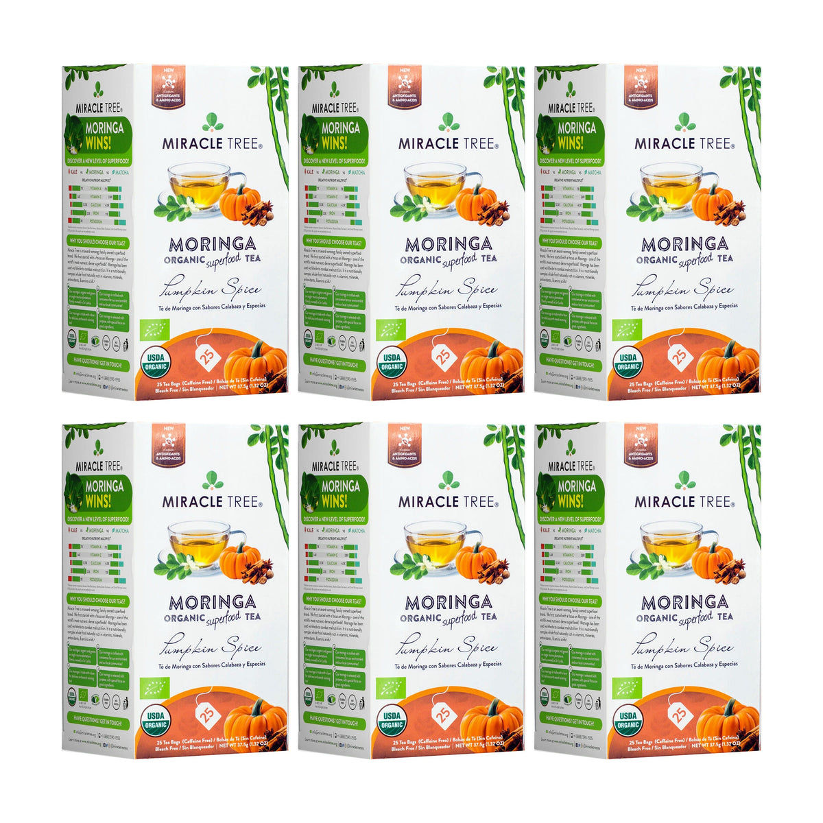 Organic Moringa Tea - Pumpkin Spice - Caffeine-Free Herbal Tea